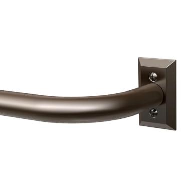 Imagem de Hei!Dear varão de cortina blackout para janelas de 28 a 122 cm (2,33-4 pés), hastes de cortina para escurecimento de ambiente, haste de janela decorativa moderna ajustável de 2,5 cm, marrom