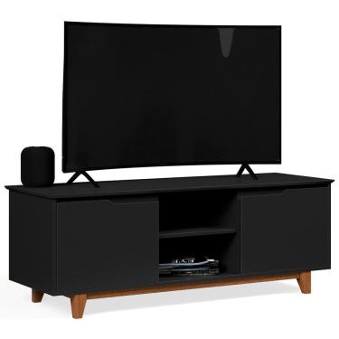 Imagem de Rack Para Sala Bancada De Tv 55 Pol 139cm Flow Preto - Ej Móveis