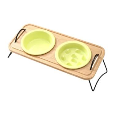 Imagem de Fenteer Tigelas elevadas de cerâmica para cães com suporte, comedouros para animais de estimação, tigelas fáceis de limpar para comida e água, tigela para, Amarelo