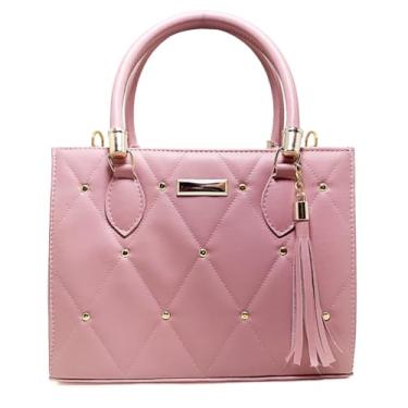 Imagem de Bolsa Feminina Handbag Transversal Bolsa Tiracolo Grande Alça Removível Tote (Rose)