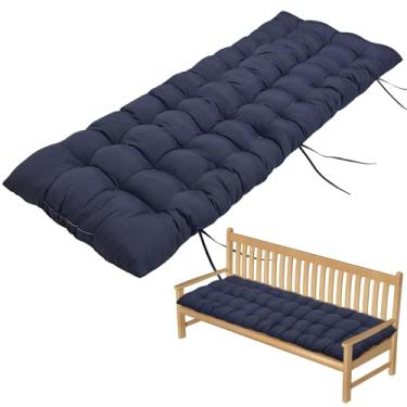 Imagem de LTHCCOU Almofadas de banco para móveis ao ar livre 138 x 50 x 7,6 cm almofada de banco de exterior tufada impermeável 2 lugares varanda almofadas de balanço para pátio, parque, jardim, quintal