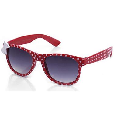Imagem de Óculos de sol Kyra infantil para meninas, de plástico, com laço de bolinhas, óculos de sol para meninas, Vermelho, One Size