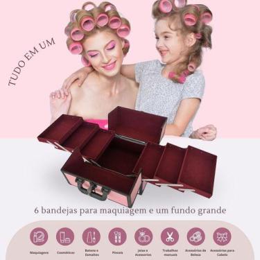 Imagem de Maleta Maquiagem Profissional Grande Vazia Manicure Organizadora Joias