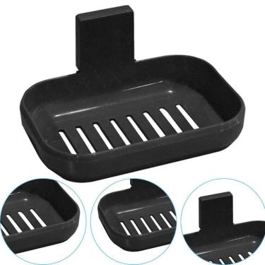 Imagem de Saboneteira Suporte Fixação Adesivo Parede Preto Arqplast