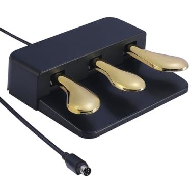 Imagem de WikrOck Unidade Portátil De 3 Pedais Para Teclados Pianos Elétricos, Pedal Sustain Suave E Sustentado, Compatível Com Digitais Yamaha P125 P121 P515 Dgx670 (Preto Dourado)