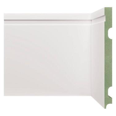 Imagem de Kit Rodapé de MDF 15 Barras Frisadas 20cm x 2,40m Rende 36 Metros Moldufama Branco