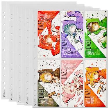 Imagem de hihaba 6 bolsos verticais 3 x 6 (7,6 x 15 cm) (10 folhas), mangas transparentes para bolso, páginas de refil de álbum de fotos para cartões fotográficos Kpop Idol, cartões de beisebol, cartões de troca, serve para fichário com 3 anéis