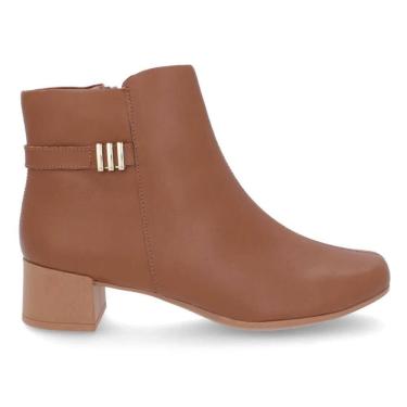 Imagem de Bota Usaflex Feminina Em Couro Salto Bloco Enfeite AL1103