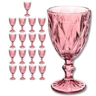 Imagem de Taças de Vidro Lilás 300 ml – Conjunto 18 Unidades Diamond Dona Laura para Água, Suco ou Vinho