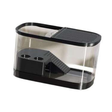 Imagem de IEUDNS Tanque de tartarugas, habitat para répteis, aquário resistente para tartarugas, com plataforma de aquecimento para sapos, escorpiões, leopardos e, Meio Preto