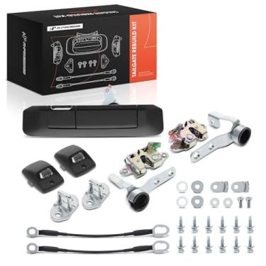 Imagem de A-Premium Kit de reconstrução de porta traseira de 37 peças compatível com Toyota Tacoma 2005-2008, travas de alça traseira cabos de suporte de hastes dobradiças parafusos de montagem de lâmpada de