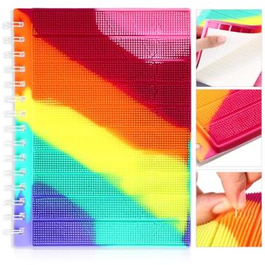 Imagem de Resurhang Caderno sensorial Fidget A5 diário forrado em espiral silicone pelúcia arco-íris diário liberação estresse novidade presentes para casa, escola, material de escritório, anotações, desenho