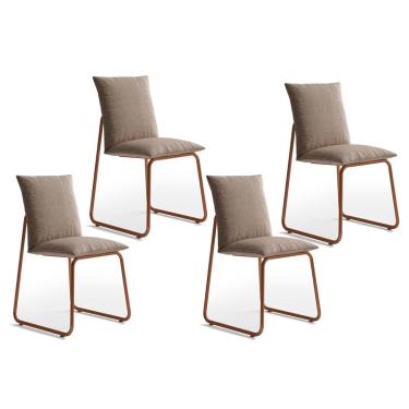 Imagem de Kit 4 Cadeiras Sala Jantar Soft 1750 4 Uni Rose/Linho Areia - Carraro