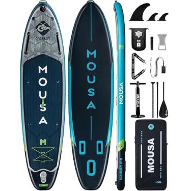 Imagem de Mousa Prancha De Stand Up Paddle Inflável Extra Larga De 11'6'' × 34", Prancha De Suplente Longa E Estável Para 2 Pessoas/Família, Alça De Ombro, 5 Alças, Mochila De 100L, Prancha De Suplente Completa