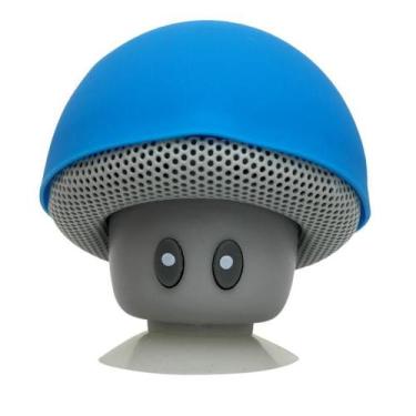 Imagem de Caixinha De Som Bluetooth Mini Cogumelo Ventosa Celular Azul - HM