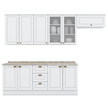 Imagem de Cozinha Modulada 7 Pecas 280 Cm Ce791 Americana Henn Branco Calcare