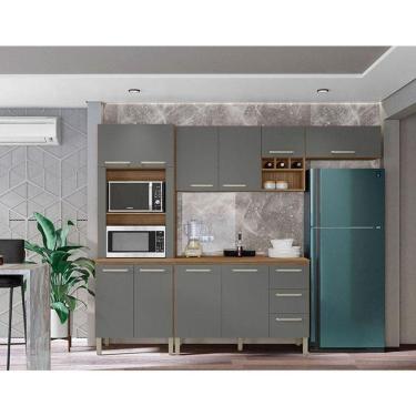 Imagem de Cozinha Modulada Ambiente Ametista Composição 5 Freijó Gris - Kits Paraná