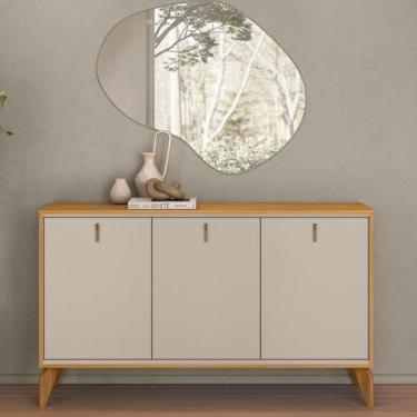 Imagem de Aparador Buffet 3 Portas com Pés de Madeira Aura 14 Linea Brasil, Taua