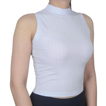 Imagem de Regata Feminina LZT Cropped  Gola Alta Branco - 8056-Feminino