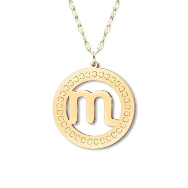 Imagem de NEWEI Colar com pingente de aço inoxidável banhado a ouro 18 k delicado signo do zodíaco para mulheres, aniversário, constelação celestial, horóscopo, astrologia, presentes legais para amigas, Medium
