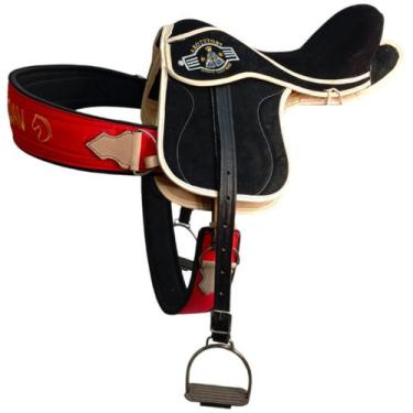 Imagem de Sela cavalo Cavalgada Selim Em Couro Preta jarrão loro - selaria shopp