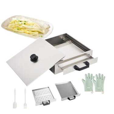 Imagem de KKSOUFX Vaporizador De Rolos De Arroz Com 2 Camadas, Vaporizador De Rolos De Arroz Com Abertura Superior Em AçO InoxidáVel 304, MáQuina De Cozimento A Vapor Com Gaveta