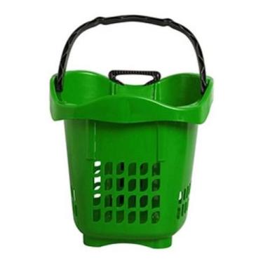 Imagem de Kit 3Un Cestas 30 Litros Cestinha Mercado Com Rodinha - Plasnew