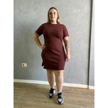 Imagem de Vestido Feminino Tubinho Canelado Ribana com Fenda Lateral Plus size -