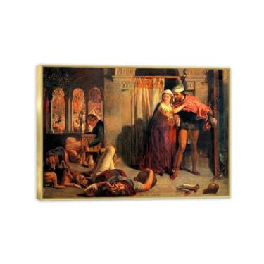 Imagem de Zeichn8u Pintura famosa William Holman Hunt arte de parede The Eve of St. Agnes impressão em tela presente sala de estar impressões decoração quarto obras de arte 100x70 cm (99.1x71.1 cm) moldura