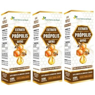 Imagem de KIT 3X Extrato de Própolis em gotas 40% 30ml - Flora Nativa