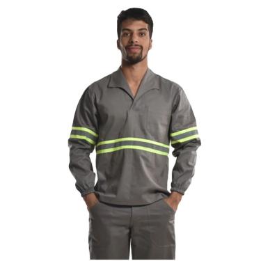 Imagem de Camisa Profissional Elástico Punhos Faixa Refletiva Cinza