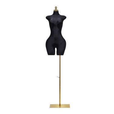 Imagem de Mannequin Torso de manequim feminino, equipado com suporte de metal removível para o manequim, para saias curtas, camisetas e camisas(Black)