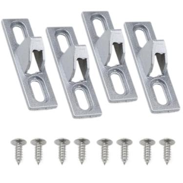 Imagem de Meuey Lyot Trava de vidro deslizante 2,4 x 1,7 x 1,9 cm trava de porta deslizante trava de porta de substituição com parafusos de montagem para todos os tipos de portas de pátio (prata) 4 peças