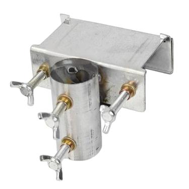 Imagem de Whtkoph Suporte para guarda-chuva externo Suporte para guarda-chuva prático Triciclo Grampo ajustável para guarda-sol para cerca Pátio Porta-malas Praia, Prata Furo Único