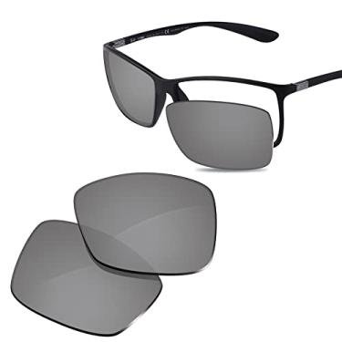 Imagem de Glintbay Lentes de óculos de sol de substituição 100% precisas para Ray-Ban Liteforce RB4179 62 mm, Espelhado prateado metálico polarizado, Small
