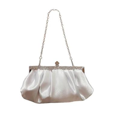 Imagem de GORGLITTER Bolsas femininas para noite de casamento, formatura, festa, coquetel, cetim, embreagem, bolsa de mão, Prata, One Size