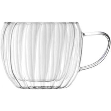 Imagem de Canecas De Café De Vidro De Parede Dupla, Listras De 250ml / 350ml / 450ml Xícaras De Chá De Leite De Café Copos De Vidro Isolados Transparentes Para Bebidas Quentes E Frias, Ca, 250ml With Handle