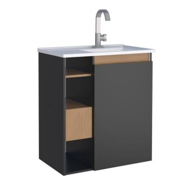 Imagem de Armário Suspenso De Banheiro Araras Jequitibá Preto