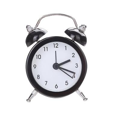 Imagem de Despertador com campainha dupla, alarme alto ótimo para pessoas com sono pesado, elegante operado por bateria para quarto e decoração despertador analógico (preto)