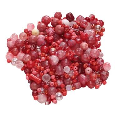 Imagem de UGPLM Kit de contas para fazer joias Kit de fazer colar de contas Pulseira faça você mesmo Cores misturadas Suprimentos de joias faça você mesmo para, Vermelho
