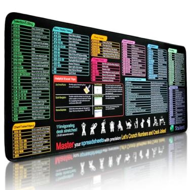 Imagem de Zhiwei Tapete Excel Shortcut Cheat Sheet Mouse pad grande 80 x 30 cm, antiderrapante e impermeável, usado para grandes jogos, escritórios, salas de aula, tapetes de mesa de mouse.