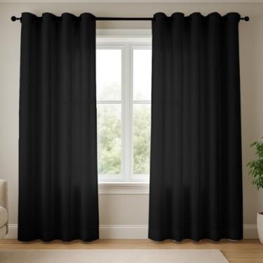 Imagem de Cortina Rústica 2,00m x 1,80m Lisa com Ilhós para Sala Quarto Escritório (Preto)