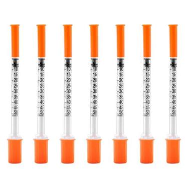 Imagem de Seringa U-100 0,5 mL com agulha 31G 8 mm 1/2 cc descartável x20 - sear