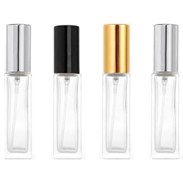 Imagem de 4 minifrascos de perfume recarregáveis de vidro de 10 ml de cor aleatória (ouro/prata/preto) mini frascos de perfume de névoa fina, pequenos recipientes vazios, para perfume
