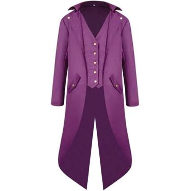 Imagem de Inmeilifus Jaqueta masculina Steampunk Tailcoat Fantasias de Halloween Casaco Vitoriano Gótico Cosplay Vintage Frock Coat Uniforme