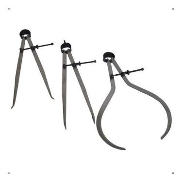 Imagem de Kit 3 Compassos 8 Pol. Mecânico Ponta Reta Interno E Externo