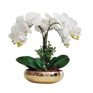 Imagem de Arranjo e Vaso Espelhado 4 Flor Orquídeas Artificial Complet - La Caza