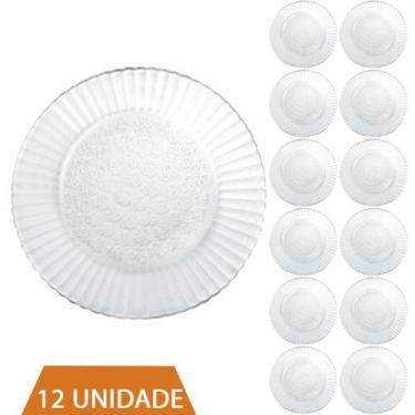Imagem de Conjunto 12 Prato Transparente Redondos Raso  23cm Primavera - NADIR F