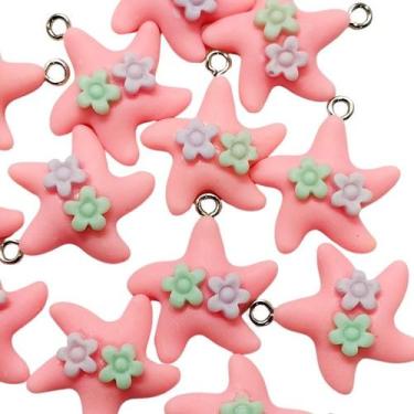 Imagem de Pingente de resina infantil (1 par) - IMPORTAÇÃO, Estrela do mar rosa 