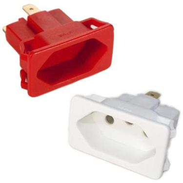 Imagem de 20 Tomada Embutir Fêmea 3 Pinos 10a Tpa2-3 Branca Vermelha Painel Apar
